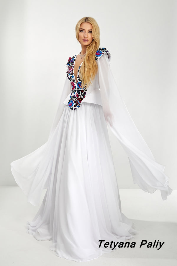 Embroidered set Georgina (Corset, skirt, sleeves)