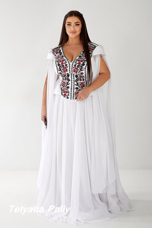 Embroidered set Magnolia (Corset, skirt, sleeves)