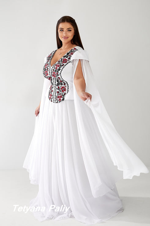 Embroidered set Magnolia (Corset, skirt, sleeves)