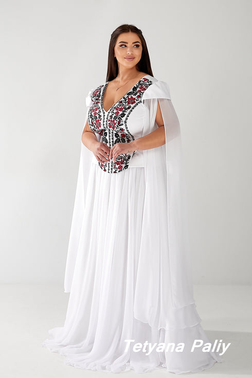 Embroidered set Magnolia (Corset, skirt, sleeves)