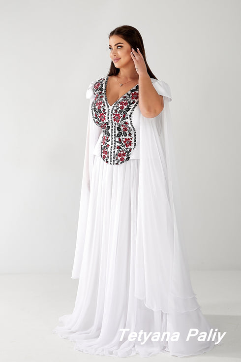 Embroidered set Magnolia (Corset, skirt, sleeves)