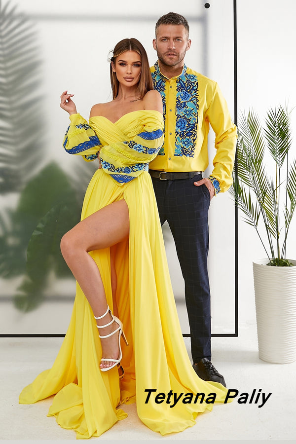 Belle dress, Borys men's embroidered shirt