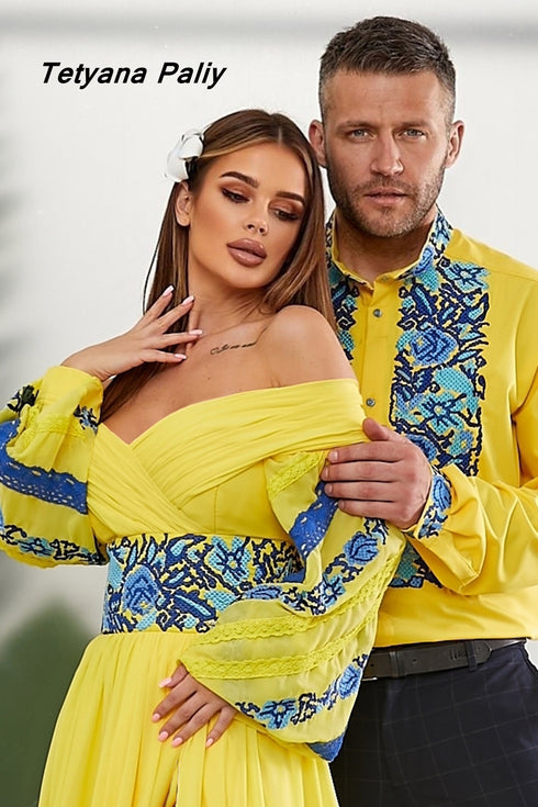 Belle dress, Borys men's embroidered shirt