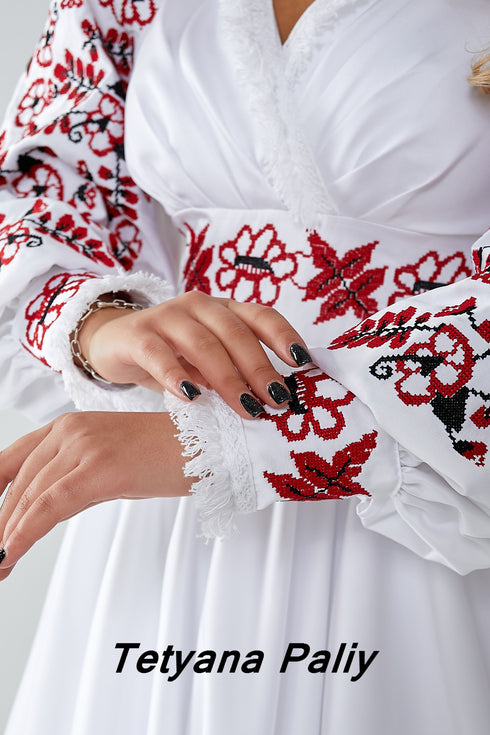 Embroidered dress Ksenia and men's embroidered shirt Oksen