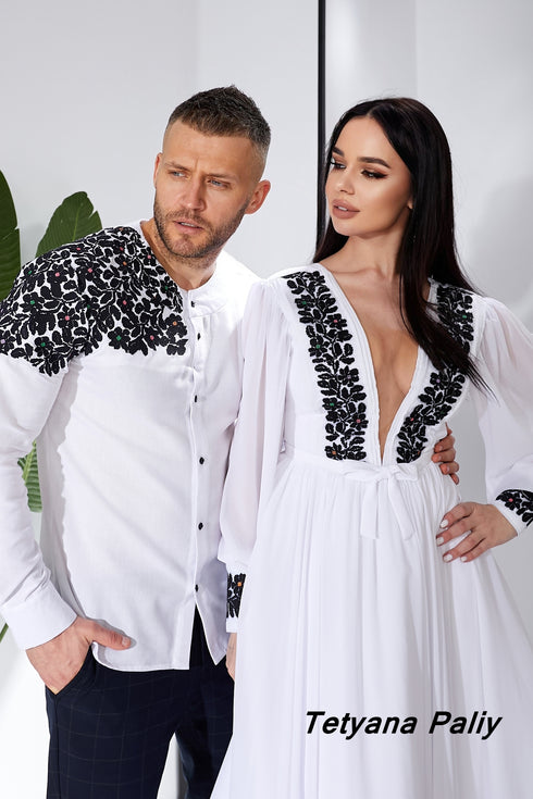 Solya's dress and Tikhon's embroidered shirt