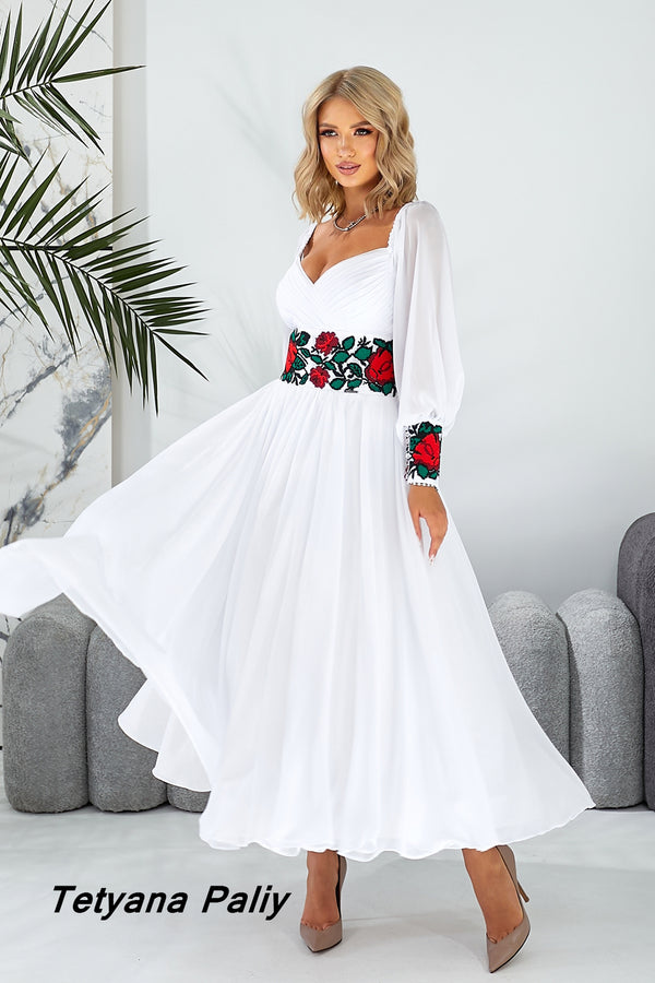 Margarita midi dress (red-green)