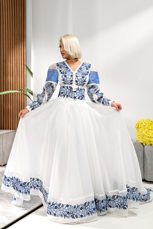 Embroidered dress Galyna (blue)