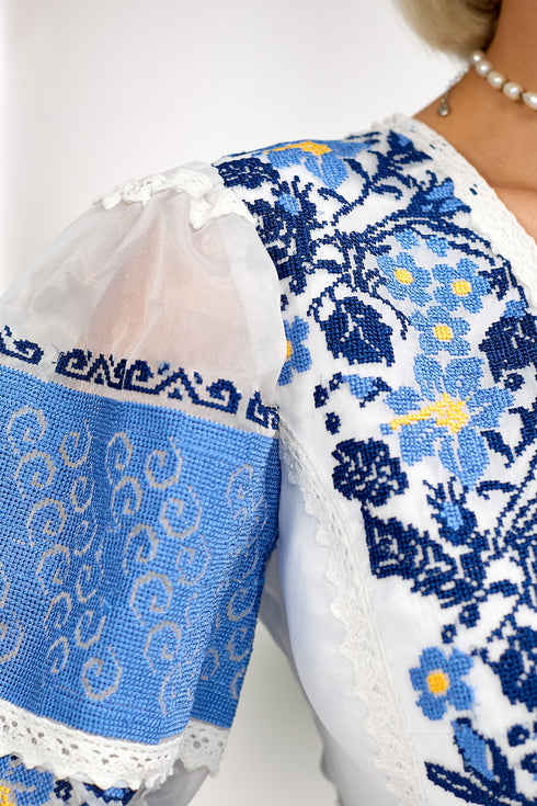 Embroidered dress Galyna (blue)