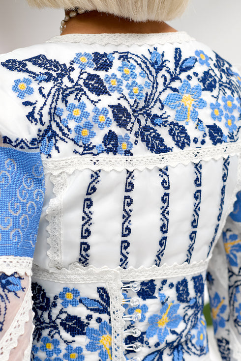 Embroidered dress Galyna (blue)