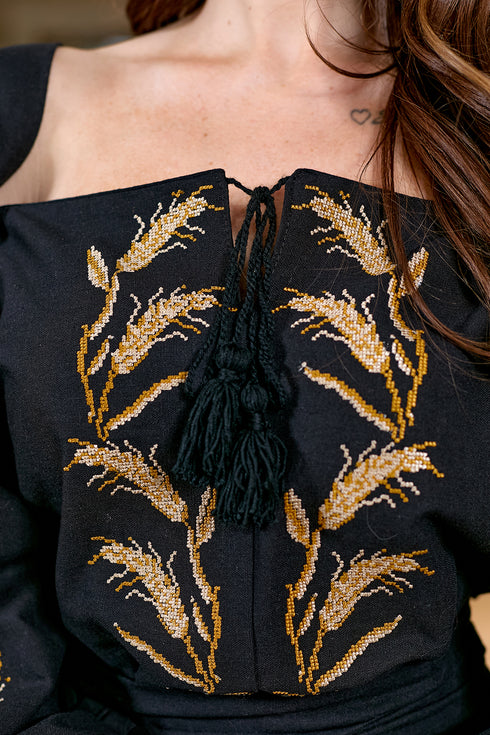 Вишита сукня Поліна (чорна )