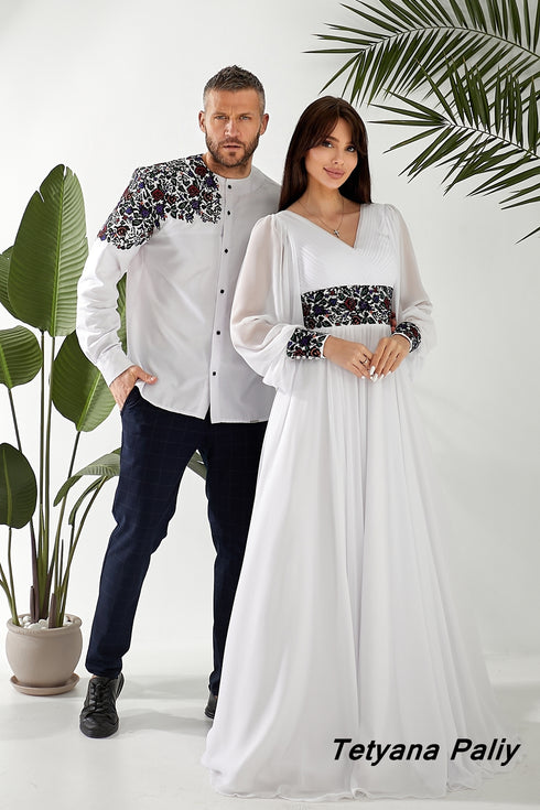 Dress Petunia, vyshyvanka Dmytro (black embroidery)