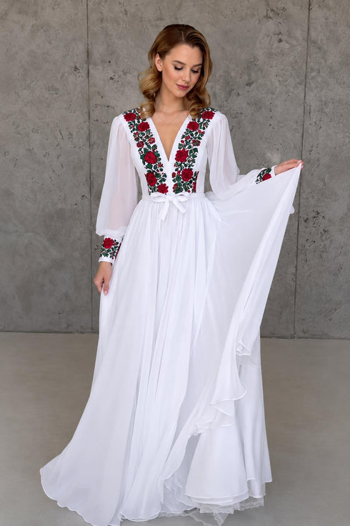 Aeneas dress, embroidery large flowers