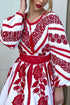 Lyubava Dress red embroidery ( midi )