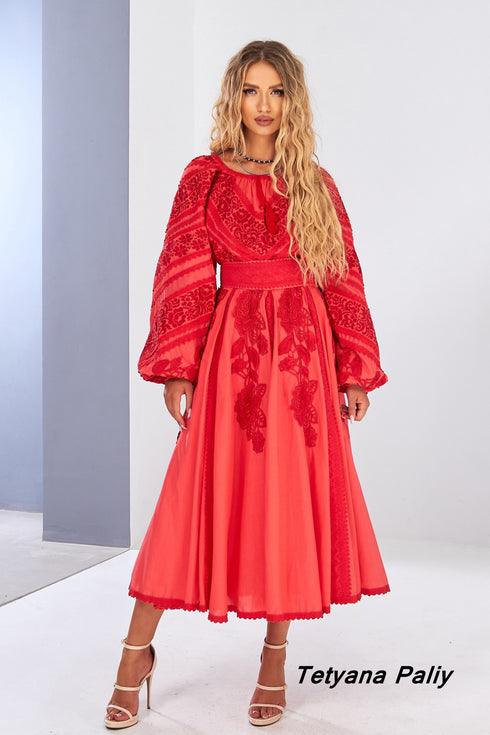 Lyubava Dress red on red