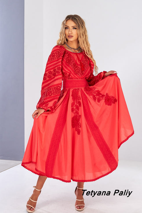 Lyubava Dress red on red