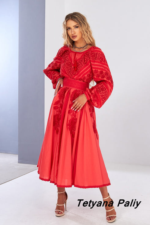 Lyubava Dress red on red