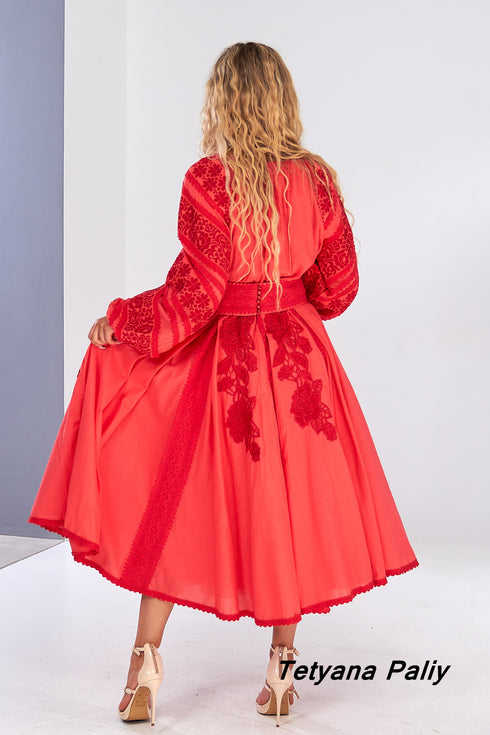 Lyubava Dress red on red