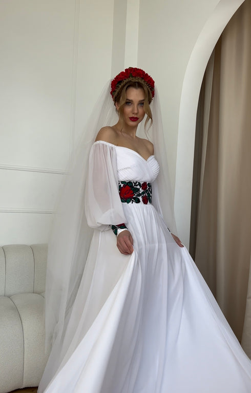 Dress Margarita (red-green embroidery)