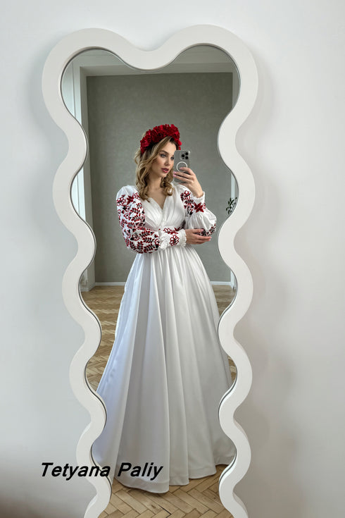 Embroidered dress Ksenia and men's embroidered shirt Oksen