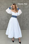 Dress Margarita midi blue embroidery