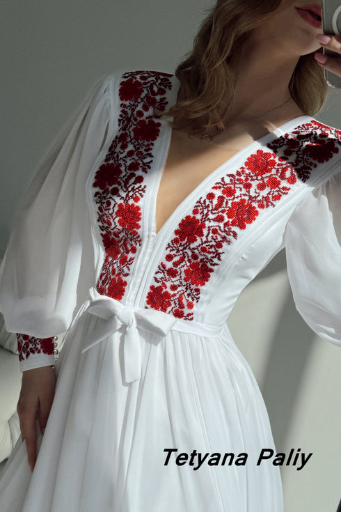 Aeneas dress, not a deep neckline