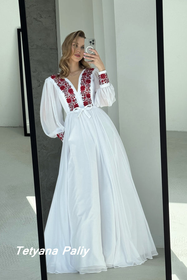 Aeneas dress, not a deep neckline