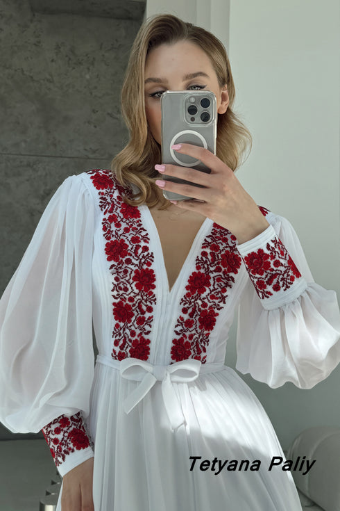 Aeneas dress, not a deep neckline