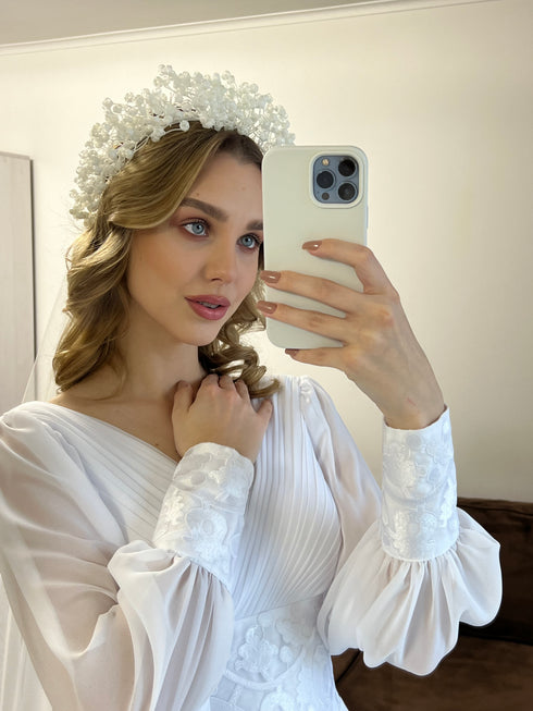 Dress Petunia embroidery white on white Midi