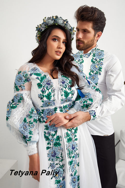 Lukia dress, Lev shirt (blue embroidery)