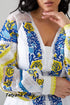 Embroidered dress Maina ( Yellow-blue embroidery )