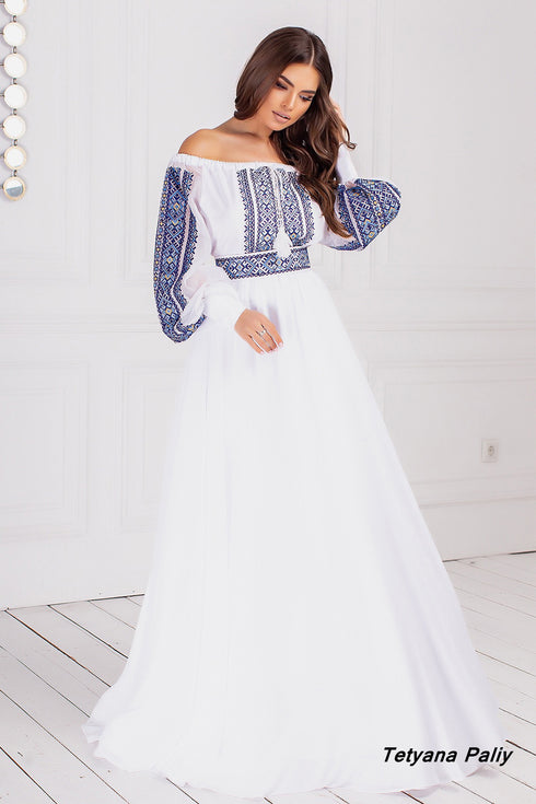 Women's set of Ilona (blouse, belt, skirt). Ilya men's shirt.