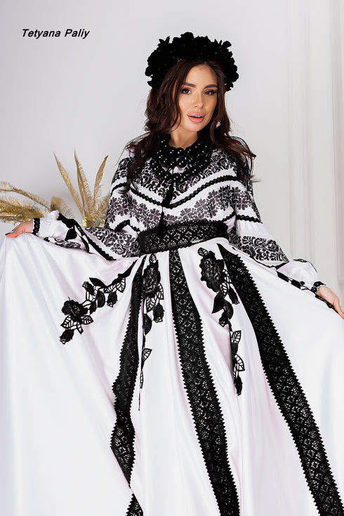 Dress Lyubava ( black embroidery )