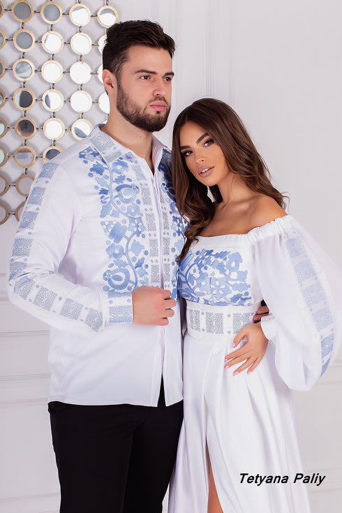 Dress Karina, men's shirt Kyrylo (with embroidered sleeves)