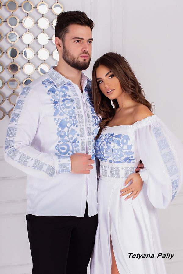 Dress Karina, men's shirt Kyrylo (with embroidered sleeves)