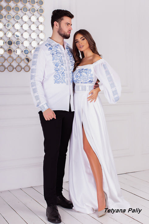 Dress Karina, men's shirt Kyrylo (with embroidered sleeves)