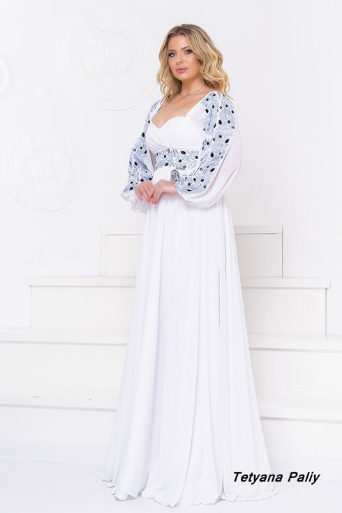 Сукня Емілія ( синя вишивка )