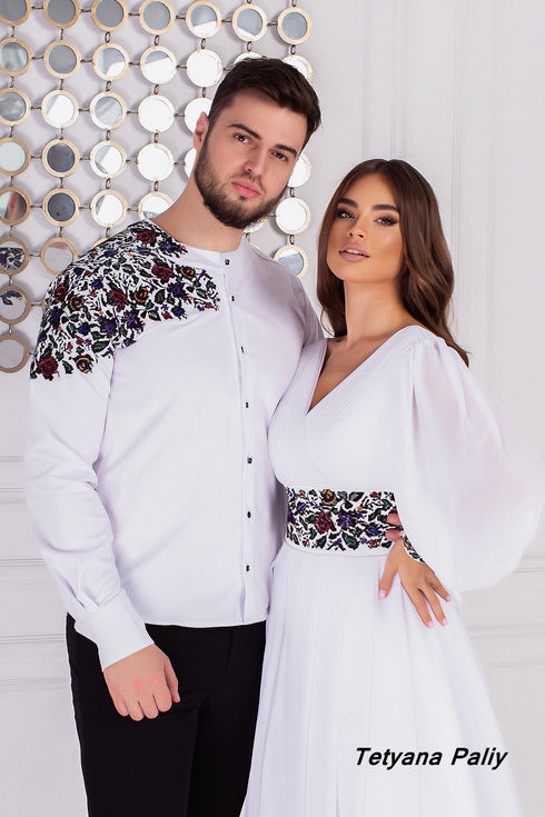 Dress Petunia, men's shirt Dmytro (black embroidery)