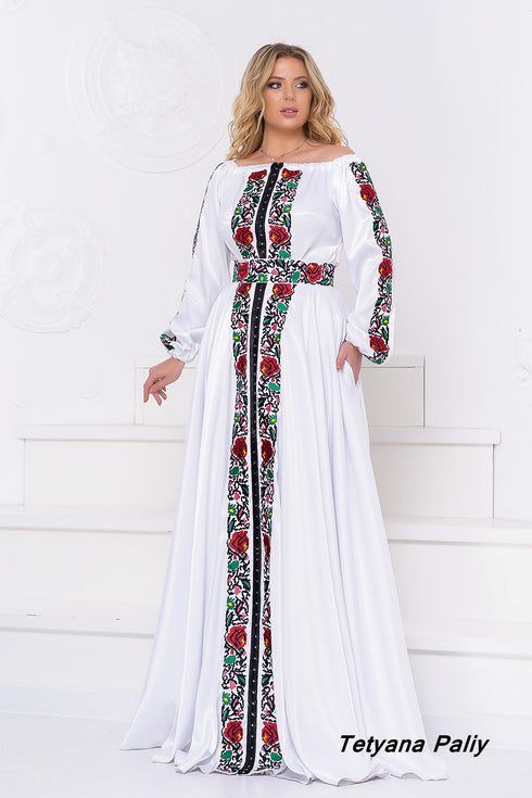 Monica's women's set: blouse, belt, skirt (red-green embroidery)