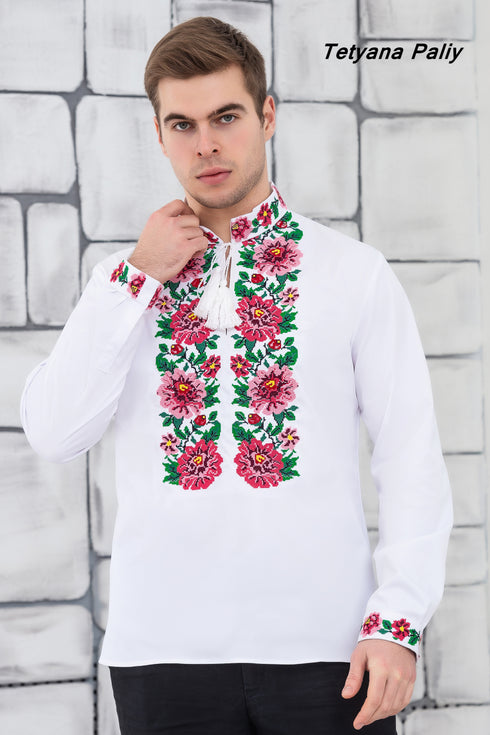 Zarina and Men's shirt Romeo (pink embroidery)