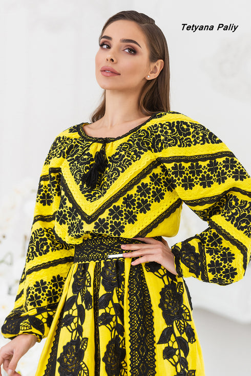 Lyubava midi dress (yellow)