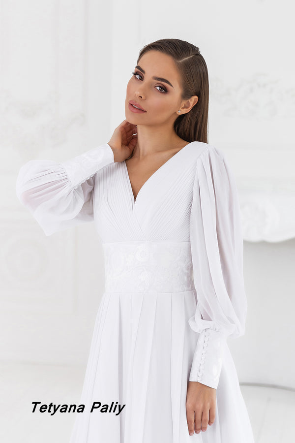 Dress Petunia embroidery white on white Midi
