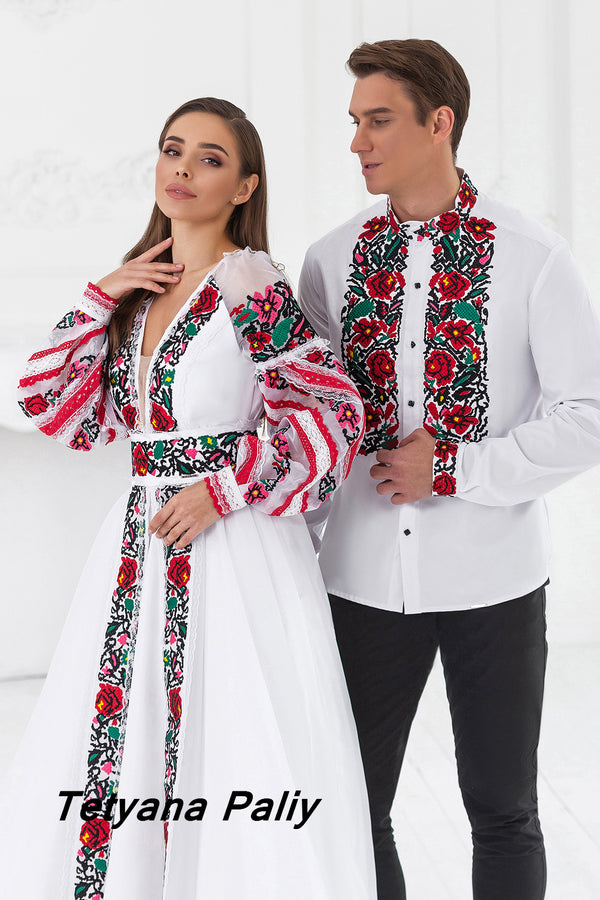 Dress Maina, man's shirt Timur (red embroidery)