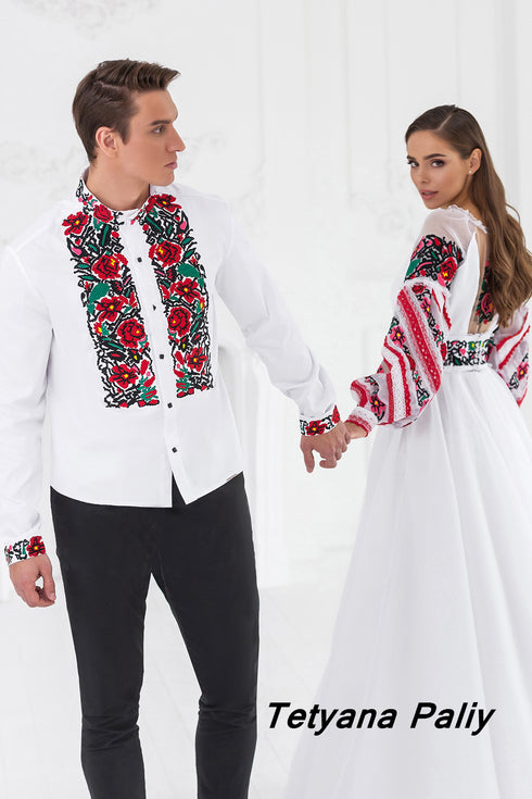 Dress Maina, man's shirt Timur (red embroidery)