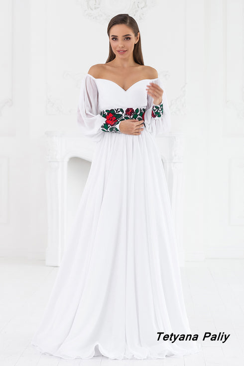 Сукня Маргарита ( червоно-зелена вишивка )