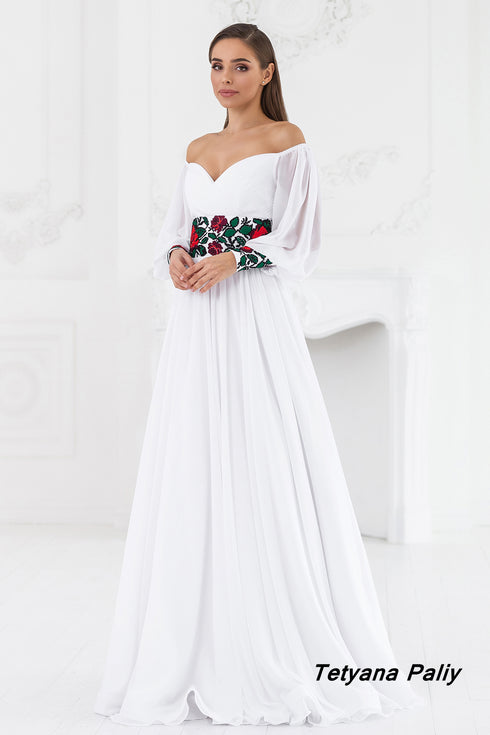 Сукня Маргарита ( червоно-зелена вишивка )