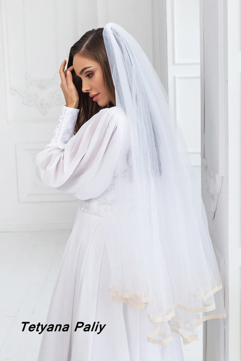 V- 002 Veil ( sand lace ) Ready in 7 working days