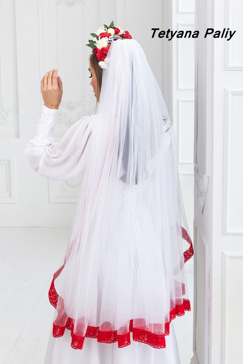 V- 008 Veil ( red lace )