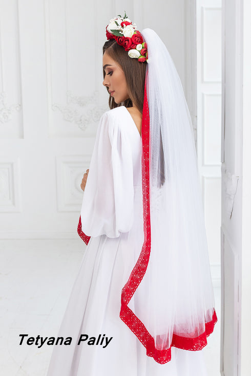 V- 008 Veil ( red lace )