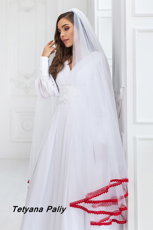 V- 004 Veil ( red lace )