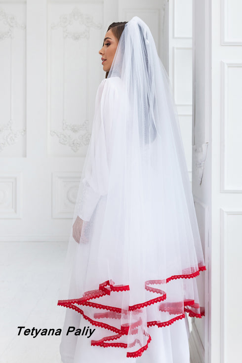 V- 004 Veil ( red lace )